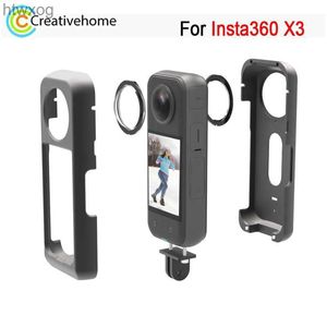 Sports Action Video Cameras PULUZ Aluminum Alloy Camera Cage For Insta360 X3 Sports Camera Upgrade Rig Housing Frame Case with Inside Sticking Lens Cover YQ240129