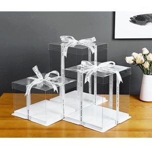 Custodia trasparente per torta di compleanno da 5 pezzi da 8 pollici Scatole per imballaggio in plastica per torte Custodia per organizer per dessert domestici Shop1295L