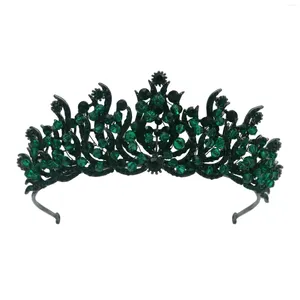 Grampos de cabelo vintage vermelho cristal tiaras de noiva coroas para mulheres verde strass pageant diadema véu tiara acessórios de casamento