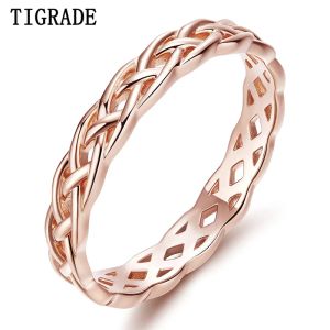 Ringar 4mm Romantic Rose Gold 925 Sterlingsilverjewelry Celtic Knot Ring Eternity Band Engagement Wedding Rings for Women Anle Sale