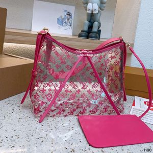 24SS Designer Bag Kvinnor Tygväska Transparent PVC Beach Bag stor kapacitet Handväska Klassisk tryckt axelväska Fashion Women Tygväskor