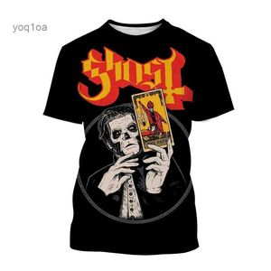 Homens camisetas Verão Masculino Ghost Band Horror 3D Impresso T-shirt Moda Diversão Hip Hop Personalidade Rua Baggy Plus Size O Pescoço Manga Curta Top