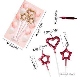 2st Candles Fairy Five Pointed Star Love Candle Birthday Cake Heart Shaped Plugin Fairy Atmosphere Romantic Emotional Decoration Supplies