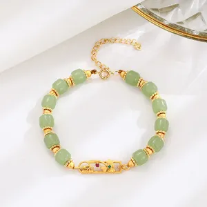 Charm Bracelets Hetian Jade Peach Blossom Bracelet Ins Special-Interest Design Light Luxury High-Grade Jewelry Trend
