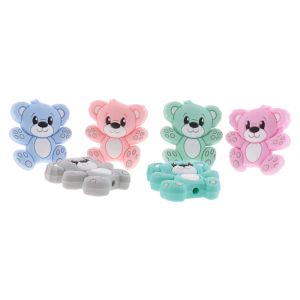 Legering qhbc 20pc silikonbjörn teether pärlor söta tecknad gnagare bpa gratis baby tandhalsband mordedor ammande diy smycken leksak koala