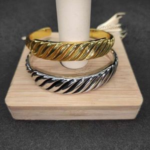 kostenloser Versand Designer dy Luxusschmuck David Yuman Armbänder 12,9 mm Gold Silber Welle offener Mund Armband geeignet für Handumfang von 15–20 cm