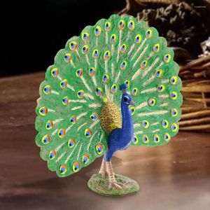 Dekorativa figurer Färgglada luktfria PVC Peacock Figurine Professional Painted Craft Mini Model Figure Wear-resistent