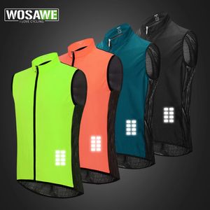 WOSAWE Gilet da ciclismo riflettente da uomo senza maniche Quick Dry leggero gilet da corsa gilet di sicurezza bici da strada bicicletta MTB abbigliamento indossare 240123