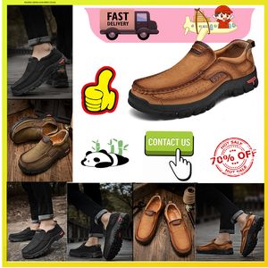 Sapatos de caminhada plataforma casual sapatos de couro de luxo plano mocassins de couro genuíno para homens anti deslizamento resistente ao desgaste tênis de treinamento de couro