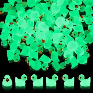 Decorative Figurines 20PCS Mini Luminous Ducks Glow In The Dark Miniature Resin Ornament Tiny For DIY Garden Dollhouse Duck Accessories