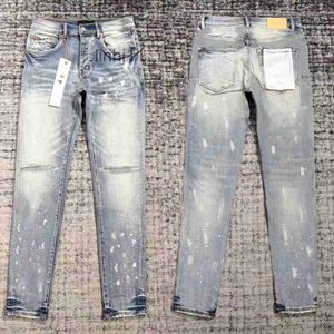 Herr jeans ny designer lila mager jean rippade cyklist smala raka byxor stack modemens trend varumärke vintage pantyuqj