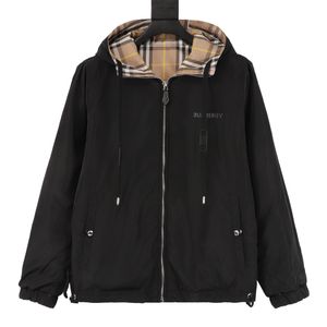 Cappotti giacca da uomo con cappuccio qualità eccellente Nuova giacca scozzese con cerniera bifacciale nera XS-L invernale