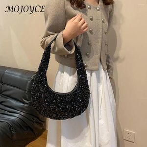 Sacos de noite Sparkly Lantejoulas Bolsa Bling Pequena Cor Sólida Moda Underarm Leve Estilo Vintage Commuting para Mulheres