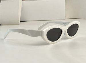 Óculos de sol ovais olho de gato 26Z moldura branca lentes cinza escuro mulheres designer óculos de sol tons sunnies gafas de sol uv400 óculos com caixa