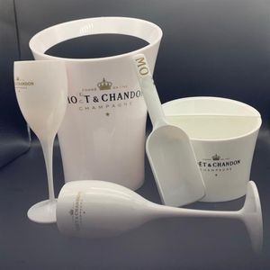 White ice buckets Acrylic Goblets champagne Glasses wedding Party Bucket Cooler With Scoop229W