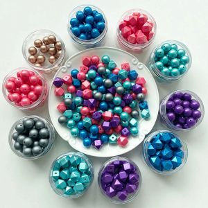 Halsband 50 st silikonpärlor BPA Gratis matkvalitet Silikon för smycken som tillverkar DIY Halsband Pappkedjan Tillbehör Baby Toys