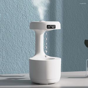 Night Lights Light Anti-Gravity Water Drop Suspension Time Hourglass Fountain With Humidifier LED Lamp
