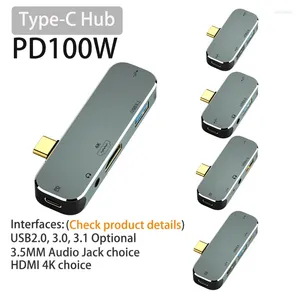 Alimentado tipo c para usb tipo c 3.5mm jack usbc pd tipo-c adaptador hdmi conversor hub divisor docking station para macbook