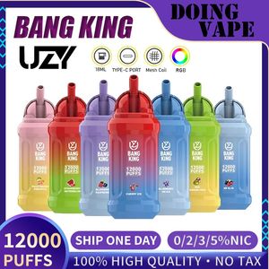 Bang King 12000 Puffs Vaper Vapers Desechables Puff 12000 12k UZY Vapes descartáveis Deschable Bang King Puffs E Cigarro Envio 24 horas Kit de caneta Vape personalizável