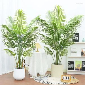Flores decorativas 120cm grande palmeira artificial com vaso de flores plantas tropicais ramo plástico folhas falsas verde ou natal casa jardim