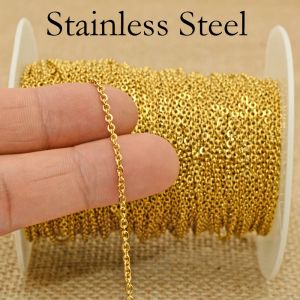 Halskette 100 Meter Edelstahlkette Bulk Großhandel von Spule Yard Feet Zoll Anlauffreie Silber Gold Gliederkette für die Schmuckherstellung