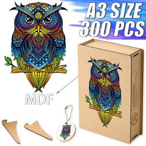 -Selling Wooden Animal Jigsaw Puzzles Colorful Owl Elegant Shape Intellectual Toy For Adults Kids Festival Gifts 240118