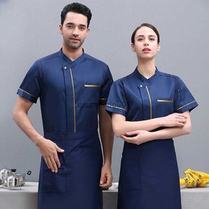 Altro Abbigliamento Cucina Abiti da lavoro Estate Ghiaccio Seta Maglia traspirante Tuta da chef Manica corta Hotel Chef Uniforme Ristorante