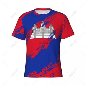 Męskie koszulki Niestandardowe Nunber Cambodia Flag Flag Kolor Men Men Sport T-shirt koszulka kobiet koszulka dla fanów piłki nożnej piłki nożnej