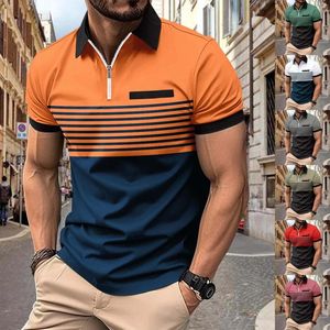 Homens camisetas moda primavera e verão casual manga curta zíper lapela para homens pacote v pescoço mens alto uma camisa de fishnet