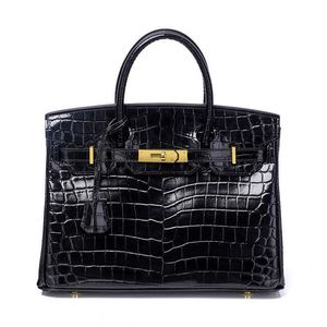 Atacado Top Original festa Home tote bags loja online Moda crocodilo estampado bolsa de couro real ombro único diagonal Tem logotipo real