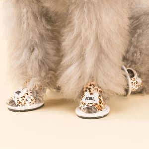 Abbigliamento per cani 4 pezzi / set Sandali traspiranti per cuccioli Cani Pet Chihuahua Yorkshire Piccoli piccoli animali Leopard Cat Stivali Calzature antiscivolo Carlino