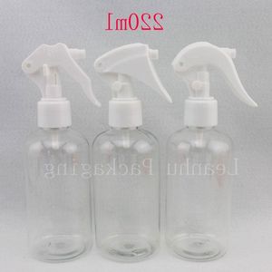 20 x 220 ml transparent tom plast fin spraypump kosmetiska behållare, smink klar husdjur flaska med trigger sprayer pump bgucr