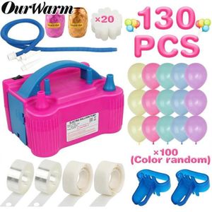 Party Decoration Ourwarm Electric Balloon Pump Inflator Double Hole Portable Air Blower Eu US Plug Nozzle Compressor Ballons Acces259R