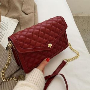 Lattice Square Crossbody Bag 2021 Fashion New عالية الجودة PU Leather Womener Womens Handbag Lock Chain Messenger 262Z