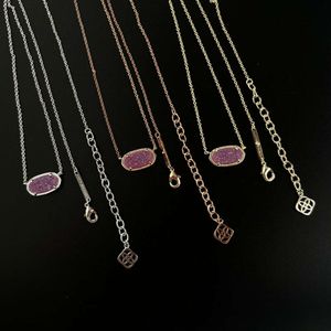 Designer kendras scotts Jewelry Kselisa Mulberry Purple Crystal Tooth Necklace Yellow Crystal Tooth Necklace Geometric Elliptical Crystal Cluster Clavicle Chai