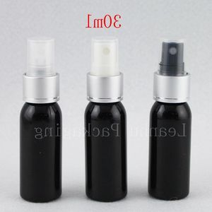30 ml x 50 Tom Black Mist Spray Plastic Bottle Mini Sprayer Travel flaskor för män Refillerbara containerflaskor Parfumer Tin Upiln