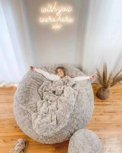 135-180CM Lazy BeanBag Sofas Bezug Stühle ohne Füllstoff Leinenstoff Liegesitz Sitzsack Pouf Puff Couch Tatami Wohnzimmer 240118