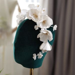 Biżuteria Bridal Hairry Jewelry Białe opaski na głowę opaski do włosów ręcznie robione nakrycia głowy dla narzeczonych kobiety