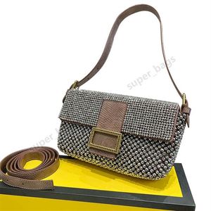 designer Baguette tote bag Women handbags purses Shoulder crossbody genuine leather rhinestone lady bags with box size 21cm298c