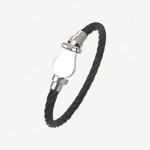 Designer de moda pulseira de cabo de ferradura 18k branco banhado a ouro preto pulseiras de aço inoxidável pulseiras para homens mulheres acessórios de presente com jóias