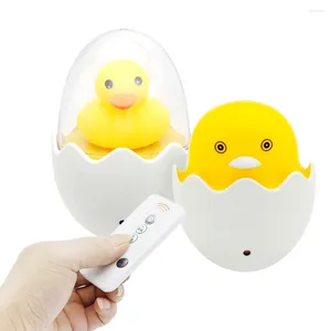 Luzes noturnas cronometrando controle remoto tomada de parede luz led 110v 220v plugue da ue adorável dos desenhos animados amarelo pato sensor lâmpada