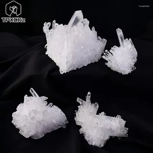 Estatuetas decorativas cluster de cristal natural quartzo branco claro pedras de cura pedra preciosa reiki espécime decoração para casa minerais presentes