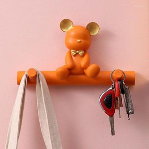 Decorative Plates Cartoon Bear Hook Porch Key Clothes Rack Wall Shelf Hanger Resin Coat Towel Hooks Hat Handbag Holder Home Decor