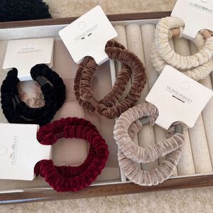 Confezione da 2 ~ Cerchi per capelli elastici alti in peluche autunno inverno Corda per testa audace e semplice Maglia tendini in pelle rossa per donna Cravatta coda di cavallo