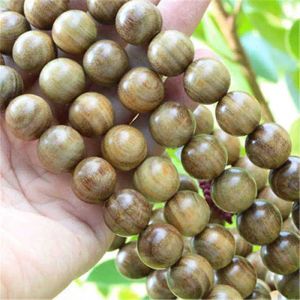 Necklaces BRO624 Natural Green Sandalwood Beads Necklace 15mm for Man Buddhist 108 Beads Meditation Prayer Malas Rosary Fragrant Verawood