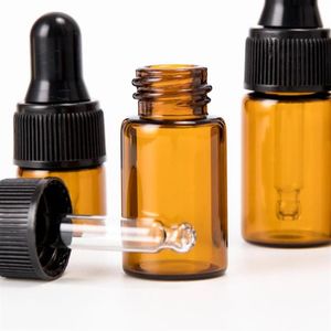 Frascos de armazenamento frascos 1/2/3/5 ml recarregável chá árvore óleo essencial perfume recipiente âmbar vidro conta-gotas garrafa líquida pipette276s