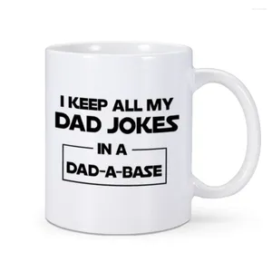 Mugs Dad Joke Mug Funny PAPA Coffee 11 Oz Ceramics I Keep All My Jokes In A Dad-A-Base Cup Gifts From Daughter Son Children