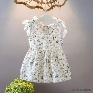 Vestidos da menina verão casual bebê menina vestido crianças roupas crianças padrão floral cinta vestidos sem mangas princesa meninas moda vestido de verão