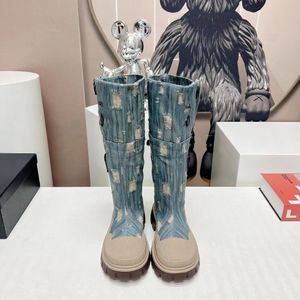 2024SS autumn and winter fashion new medieval engraved long personality trend canvas durable long boots