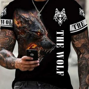 T-shirt da uomo 2024 Lupo T-shirt da uomo Stampa animale manica corta Top 3D Casual Street Boys T-shirt T-shirt oversize da uomo Abbigliamento vintage Q240130